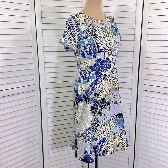 Talbots Midi Dress Size 6 Botanical Print Short Sleeve NWOT - Picture 6 of 12